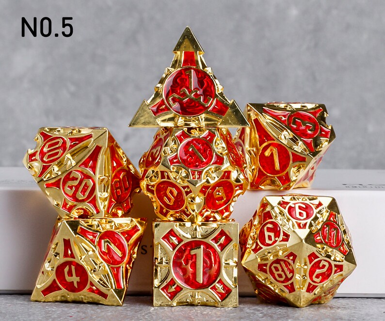 Handmade Metal Dice Metal DND Dice Set for Board Game DND Dice Polyhedral Metal Dice RPG Dice Dungeons and Dragons A- 05