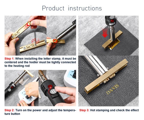 Custom branding iron, Embossing Letter stamp, Holder branding iron, 1-10 number Stamp, Flame Heated branding iron.