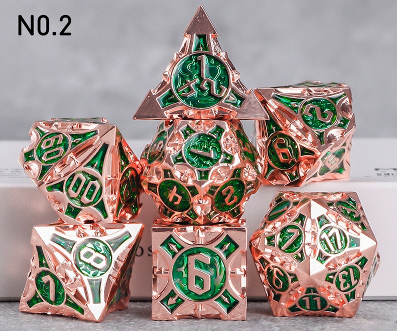 Handmade Metal Dice Metal DND Dice Set for Board Game DND Dice Polyhedral Metal Dice RPG Dice Dungeons and Dragons A- 02