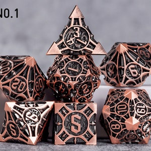 Handmade Metal Dice Metal DND Dice Set for Board Game DND Dice Polyhedral Metal Dice RPG Dice Dungeons and Dragons A- 01