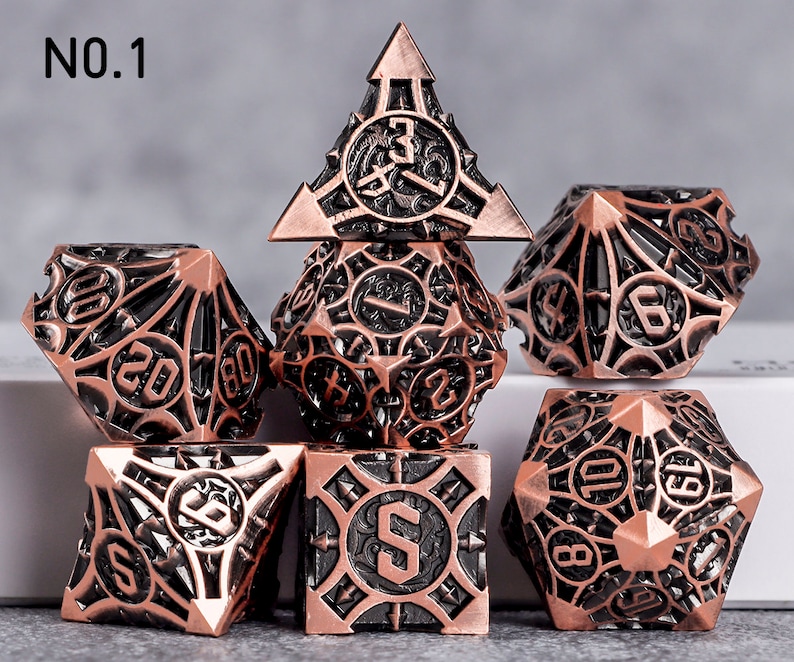 Handmade Metal Dice Metal DND Dice Set for Board Game DND Dice Polyhedral Metal Dice RPG Dice Dungeons and Dragons A- 01