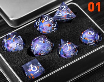 New Liquid Core dice for role playing games, Liquid Core Dungeons and Dragons Dice Set for D&D Gift, Resin d and d dice set