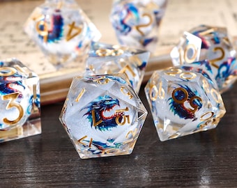 Dragon Liquid Core dnd dice set for role playing games, Christmas Gifts, Liquid Core Dice Set for Dungeons and Dragons, RPG Dice