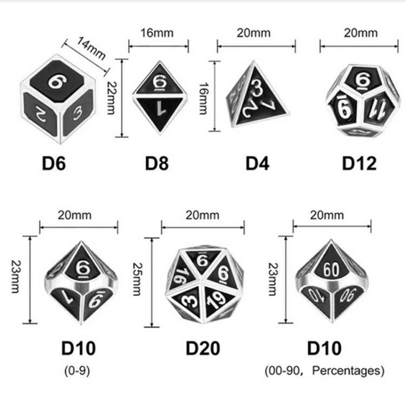DND Dice Set Metal Dice Dungeons & Dragons Board Games Etsy