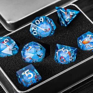 Liquid Core Würfelset für Rollenspiele, Liquid Core Dungeons and Dragons Würfelset für D & D Gift, Resin d und d Würfelset