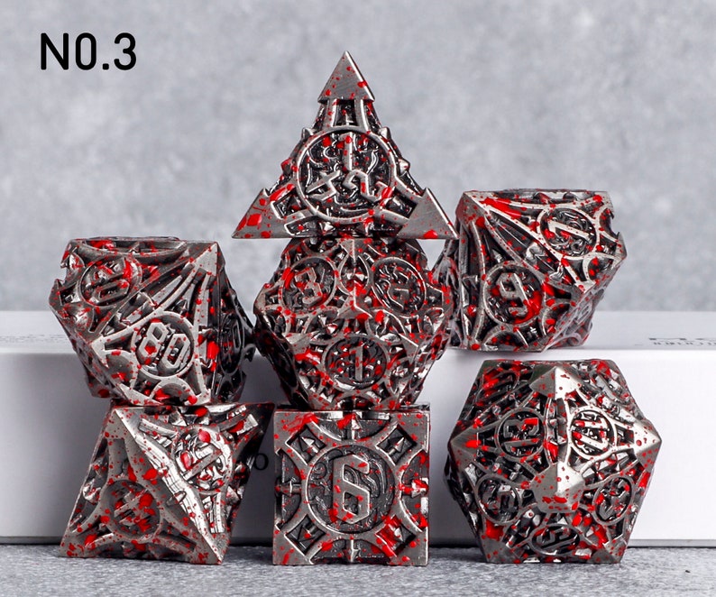 Handmade Metal Dice Metal DND Dice Set for Board Game DND Dice Polyhedral Metal Dice RPG Dice Dungeons and Dragons A- 03