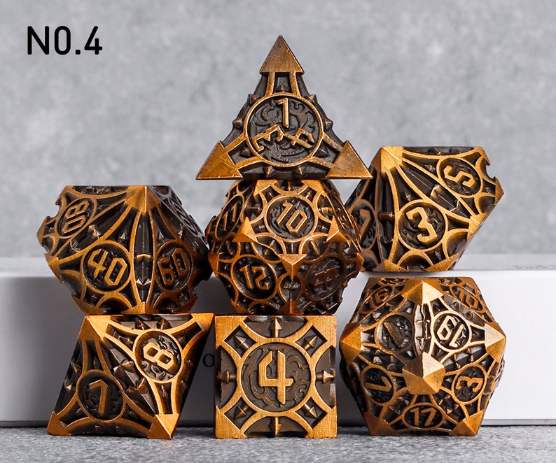 Handmade Metal Dice Metal DND Dice Set for Board Game DND Dice Polyhedral Metal Dice RPG Dice Dungeons and Dragons A- 04