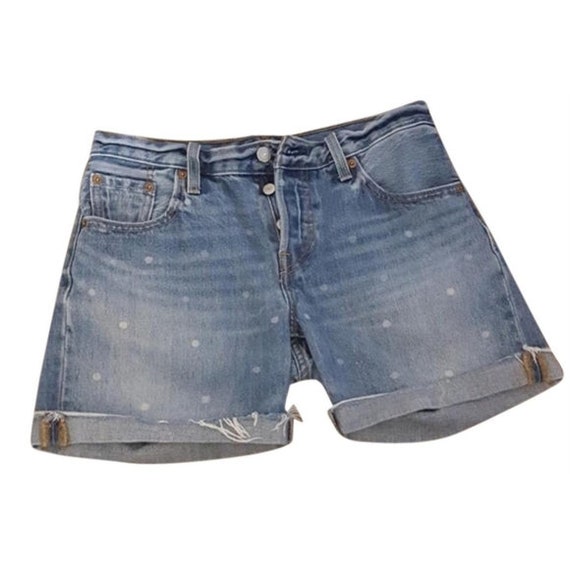 Levi - 501 High Waist Polka Dot Distressed Shorts
