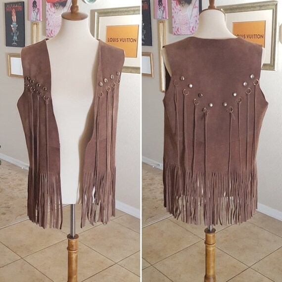 Vintage - Brown Suede Fringe Vest