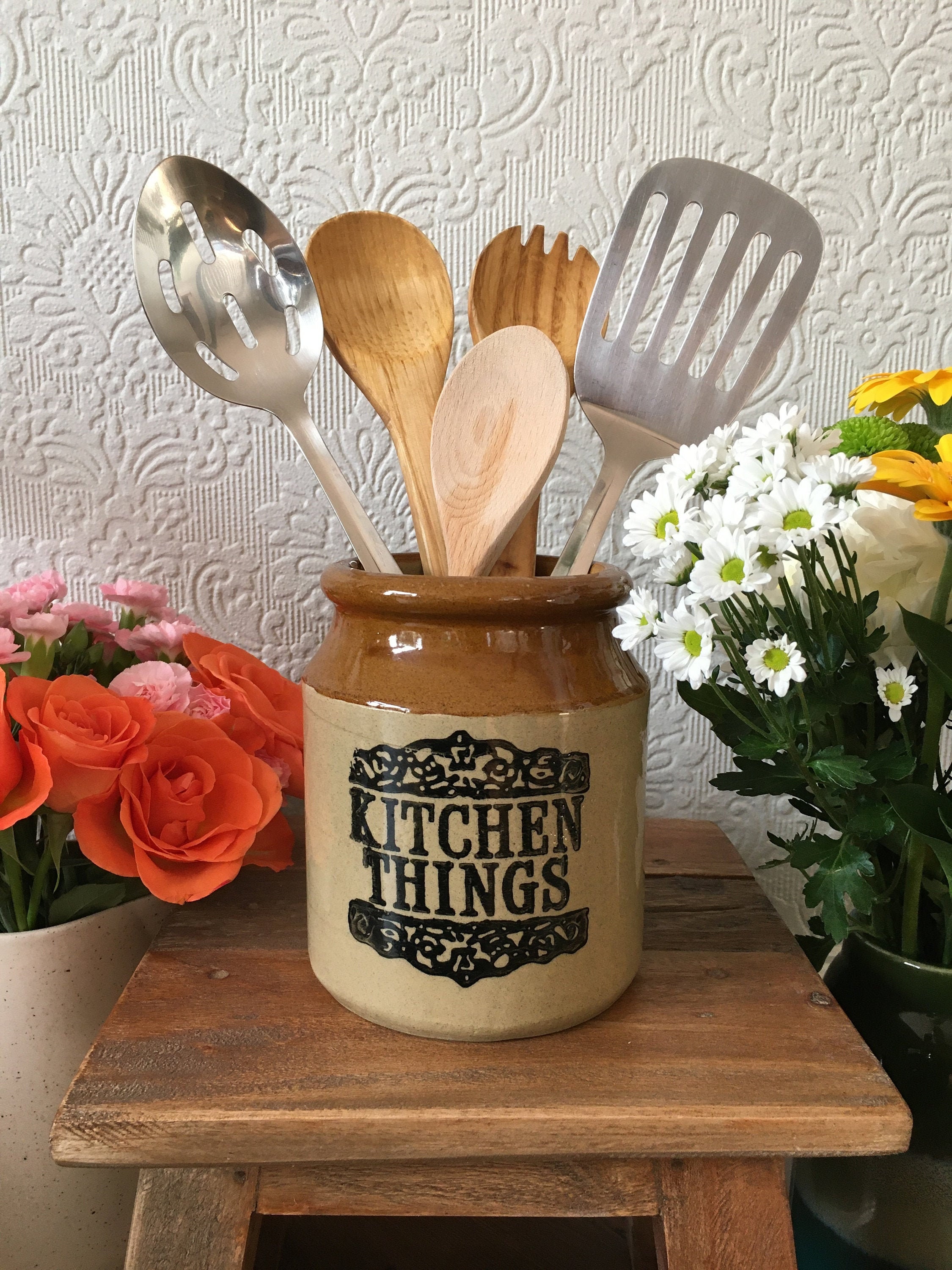 Vintage Moira Farmhouse Stoneware Cocina Cosas Utensilios Jar | Etsy