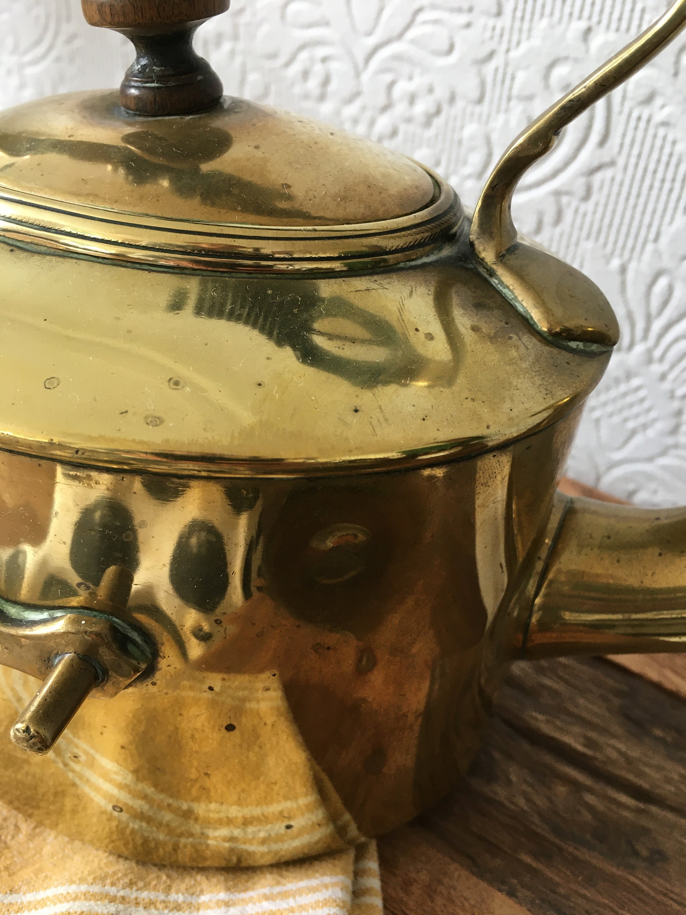 Vintage Brass Kettle with Decorative Handle Etsy