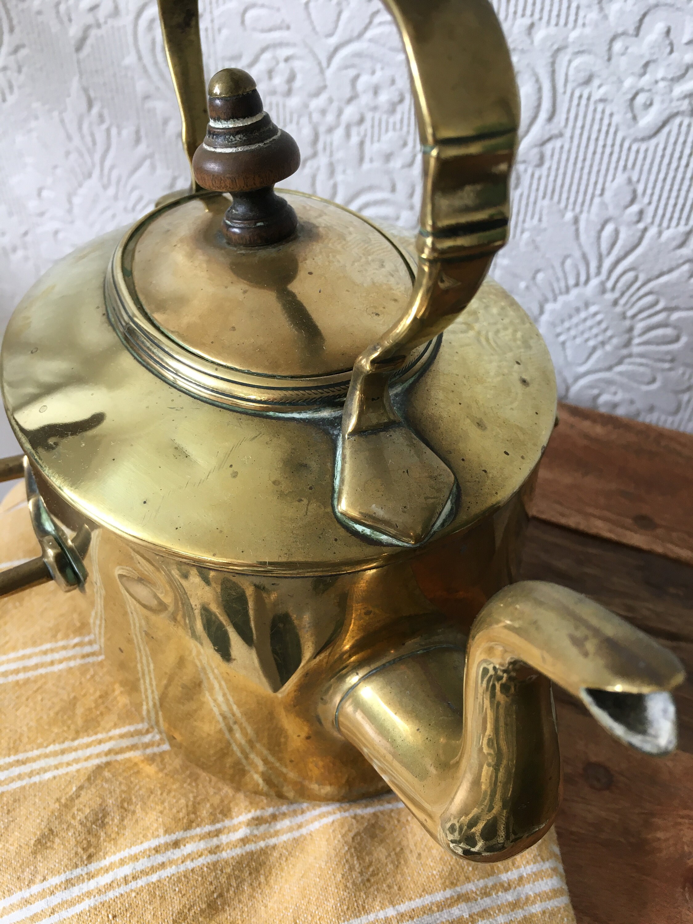 Vintage Brass Kettle with Decorative Handle Etsy