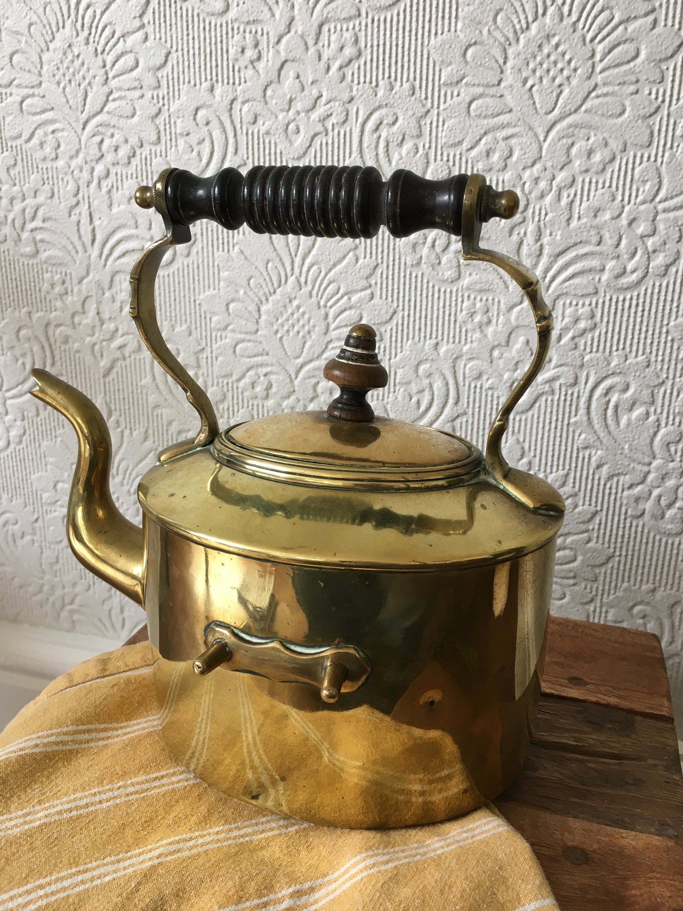Vintage Brass Kettle with Decorative Handle Etsy