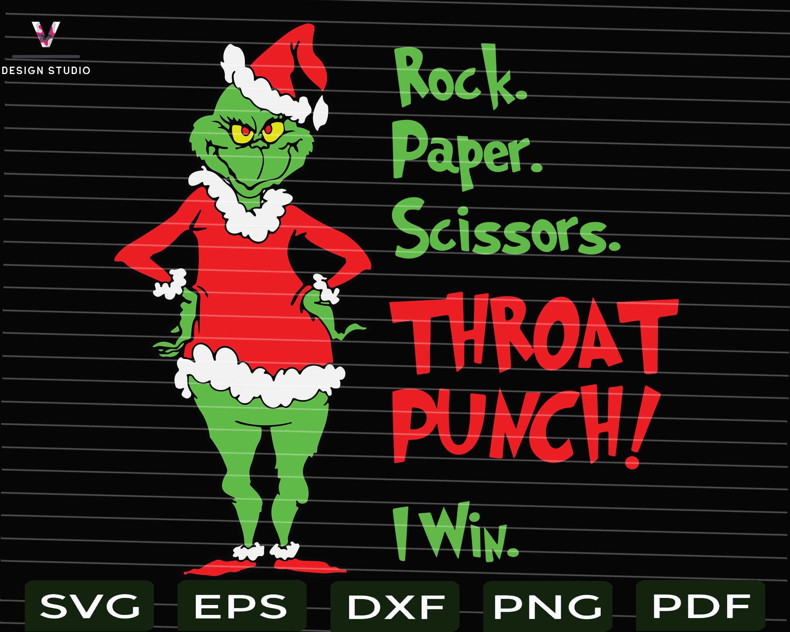 Rock Paper Scissors Throat Punch I Win SVG PNG/ Grinch | Etsy