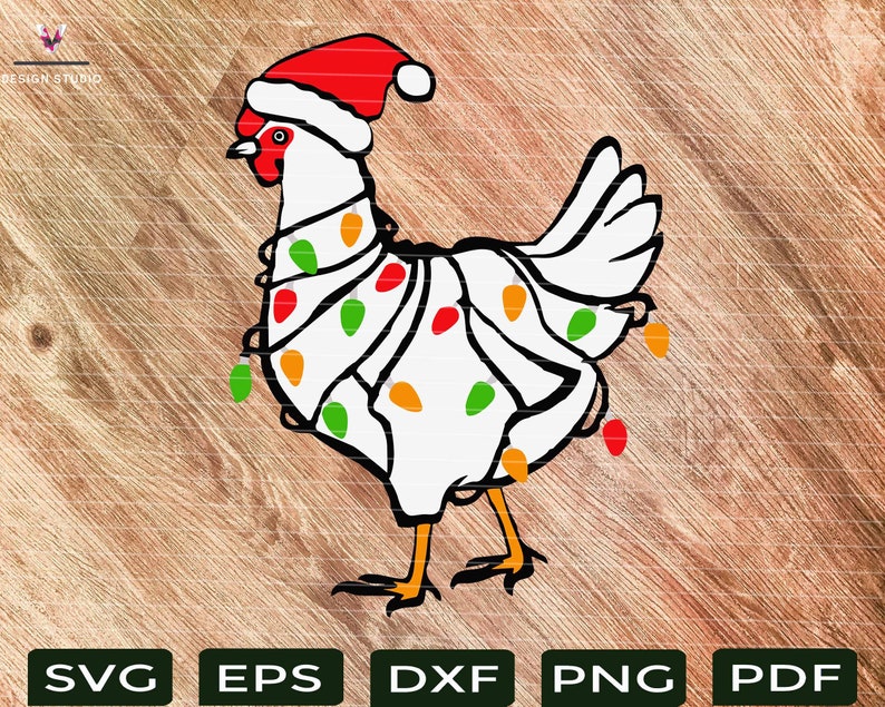 Chicken Christmas Lights Santa Hat Rooster Hen SVG PNG/ Etsy