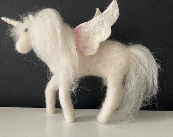 Felt unicorn felted Pegasus mythical creature for school bag sugar bag birthday