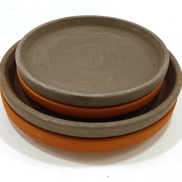 Saucer saucer different sizes and colors Spang made in Germany clay terracotta basalt