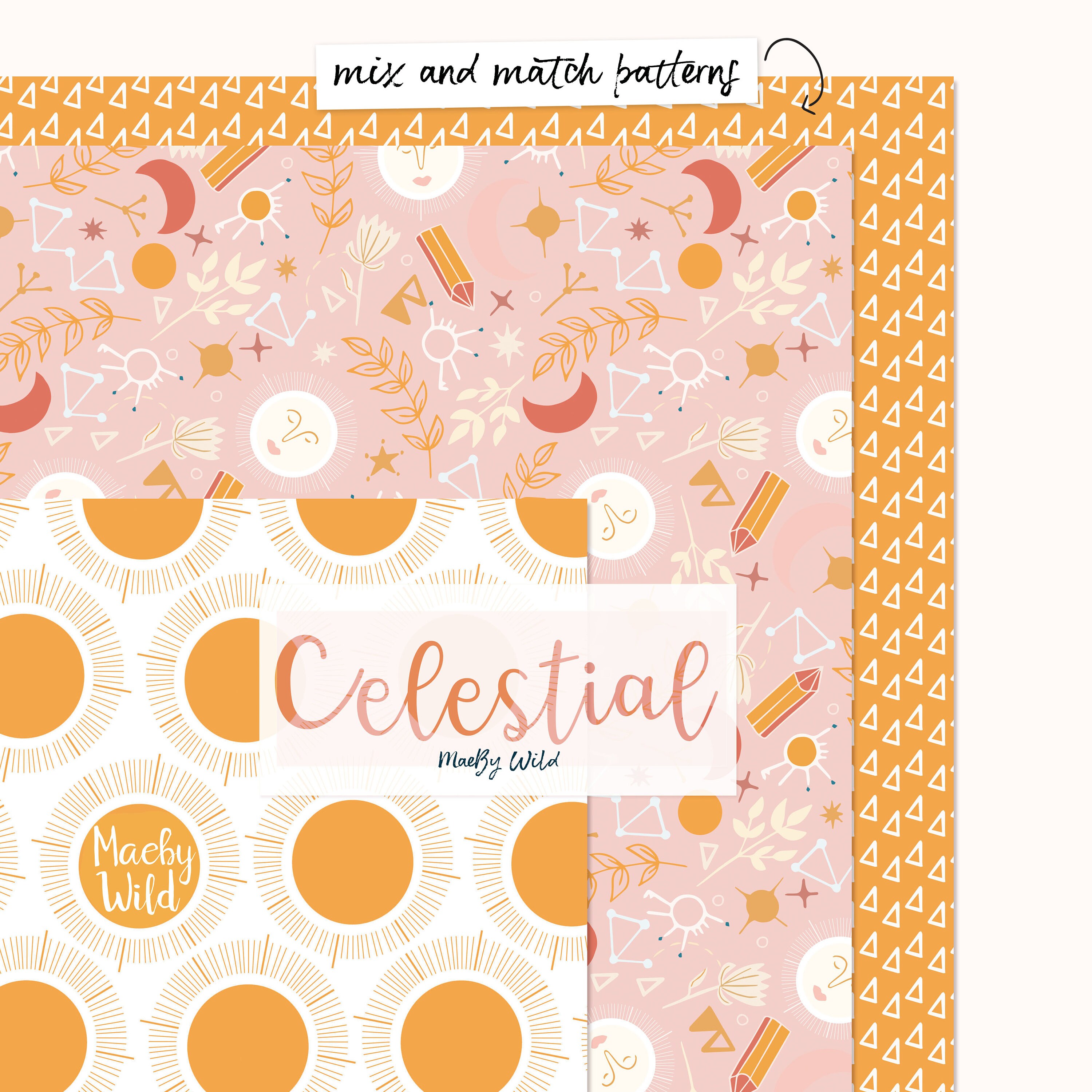 Celestial Digital Seamless Pattern Paper Scrap Book Paper - Etsy