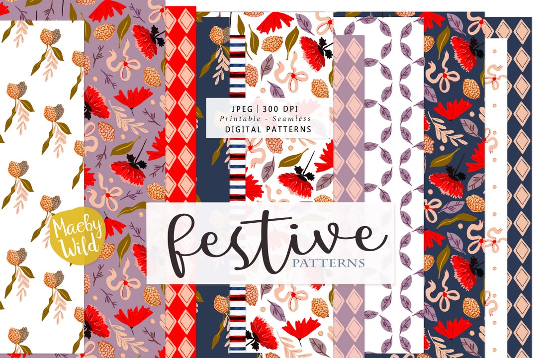 Festive Patterns - Digital Seamless Patterns - Christmas Pattern Scrap ...