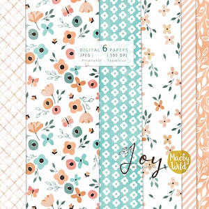 Digital Seamless Pattern Paper - Background - Scrap paper - Printable Paper Set - Commercial