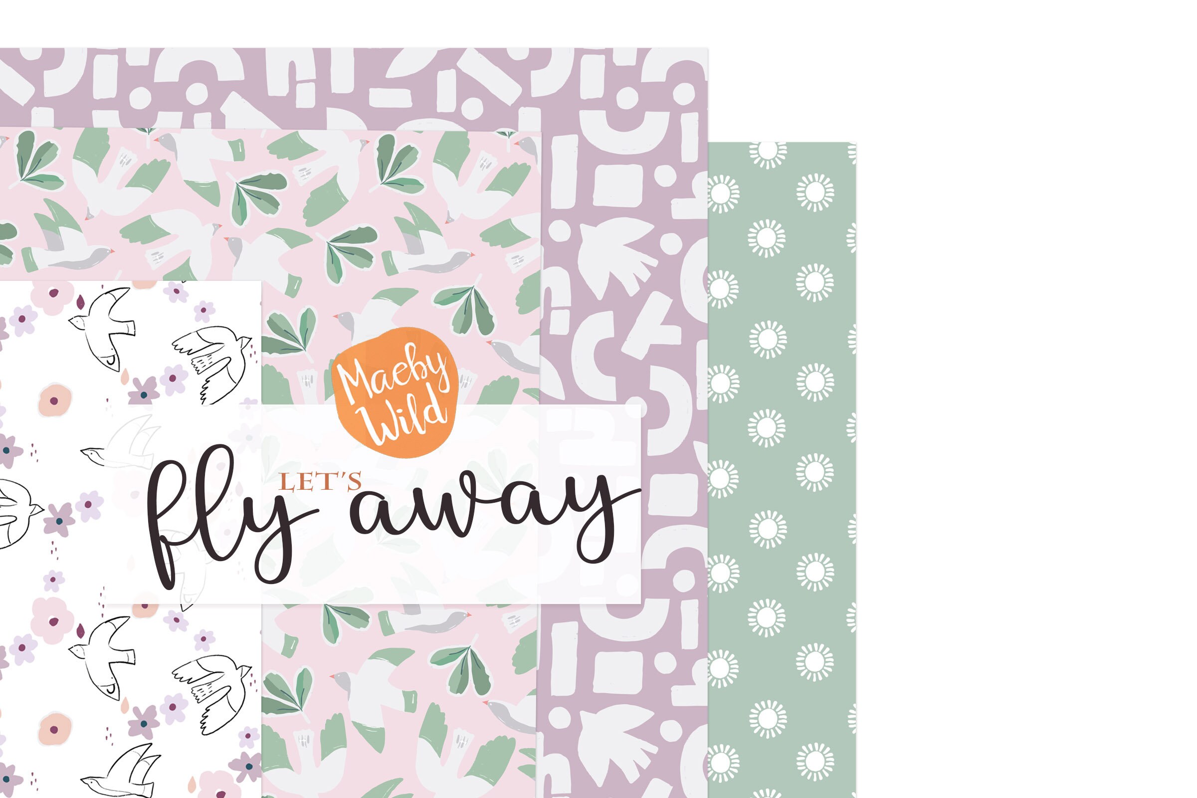 Boho Line Illustration Digital Seamless Pattern Paper - Bohemian Floral ...
