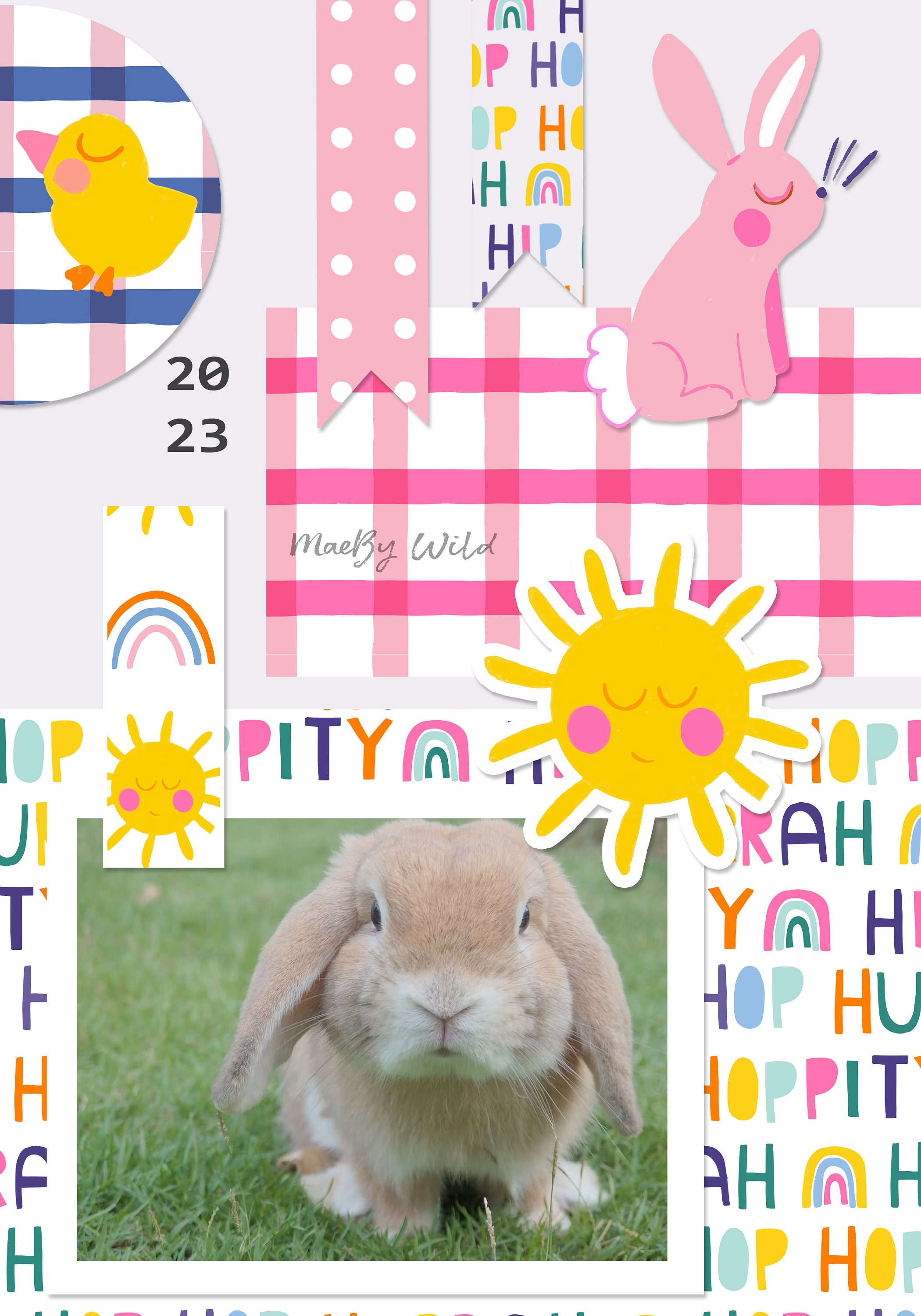 Hurrah Bunnies Kids Patterns - Digital Seamless Spring Paper - Easter ...