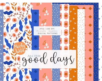 All the Good Days - Digital Seamless Pattern Paper - love flower floral pattern Scrap paper - Printable wedding Paper Set - Commercial