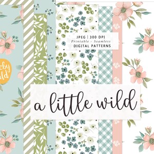 A little wild watercolor flower Patterns - Digital Seamless Paper -  garden journal  - Printable Scrap Paper Set