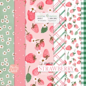 Aquarell Erdbeere Musterdesign Papier - Aquarell Altpapier - Printable Paper Set