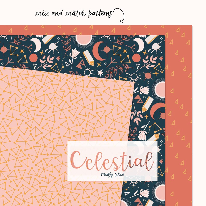 Celestial Digital Seamless Pattern Paper Scrap Book Paper - Etsy