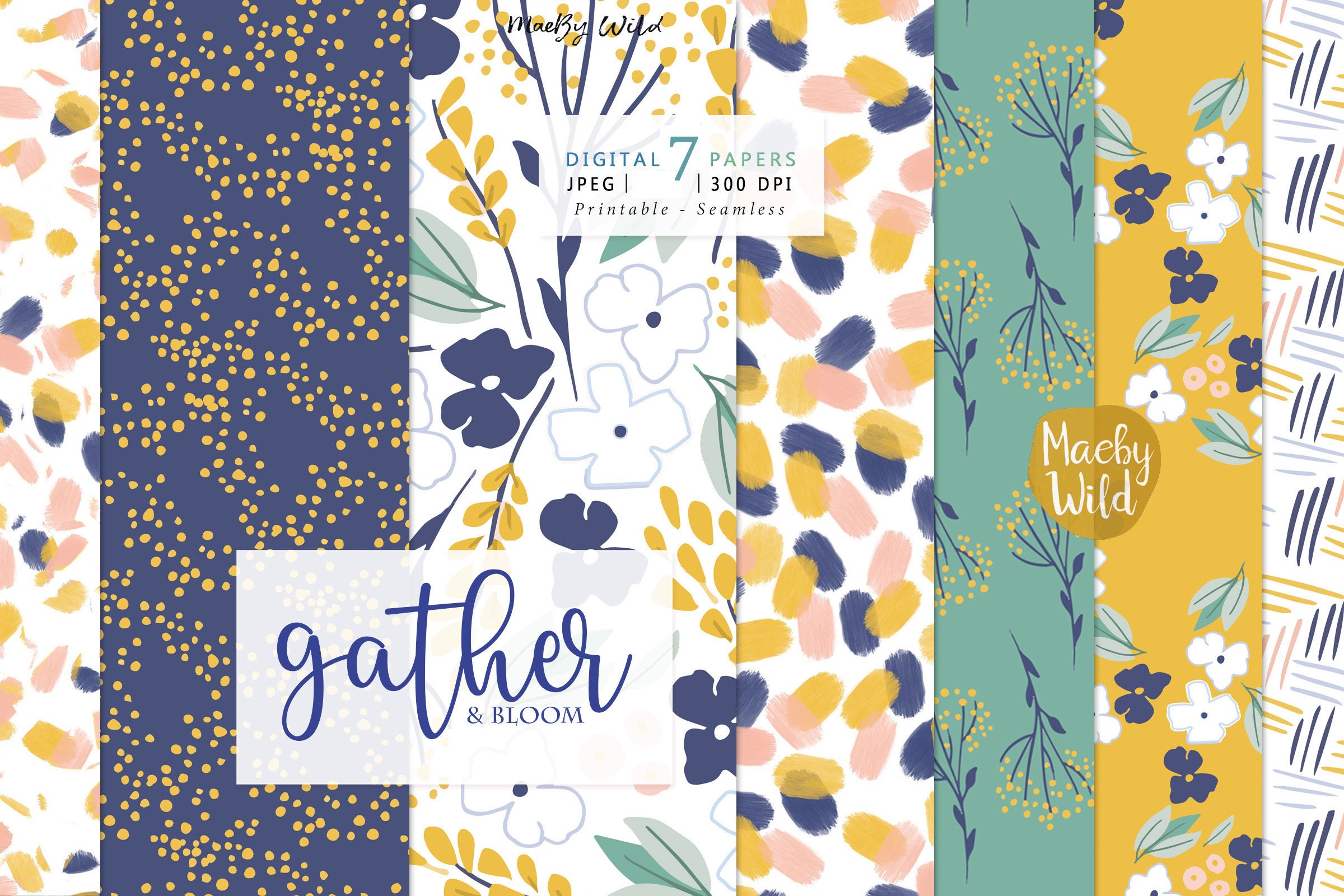 Gather Floral Rustic Abstract Seamless Pattern Paper Gather Floral Rustic Abstract Seamless Pattern Paper