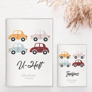 U-Heft & Impfpass-Hülle "Autos" im Set oder Einzeln PERSONALISIERT