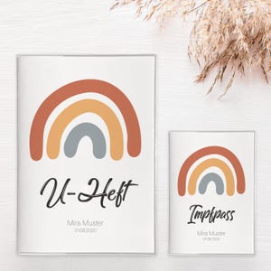 U-Heft & Impfpass-Hülle "Regenbogen bunt" im Set oder Einzeln PERSONALISIERT