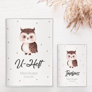 U-Heft & Impfpass-Hülle "Eule" im Set oder Einzeln PERSONALISIERT