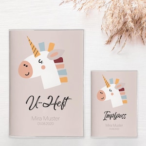 U-Heft & Impfpass-Hülle "Einhorn" im Set oder Einzeln PERSONALISIERT