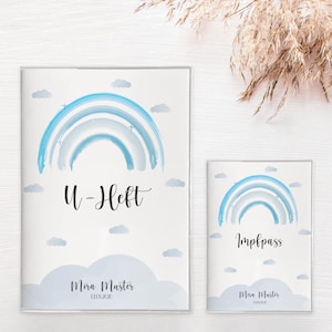 U-Heft & Impfpass-Hülle "Regenbogen Aquarell" im Set oder Einzeln PERSONALISIERT