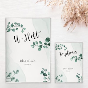 U-Heft & Impfpass-Hülle "Eucalyptus" im Set oder Einzeln PERSONALISIERT