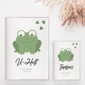 U-Heft & Impfpass-Hülle "Frosch" im Set oder Einzeln PERSONALISIERT