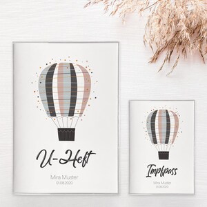 U-Heft & Impfpass-Hülle "Heißluftballon" im Set oder Einzeln PERSONALISIERT