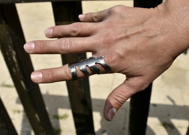 full finger ring Large ring long contemporary ring Long Statement Ring size 7 34