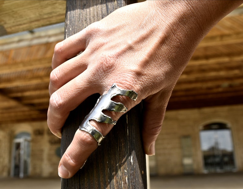 full finger ring Large ring long contemporary ring Long Statement Ring size 7 34