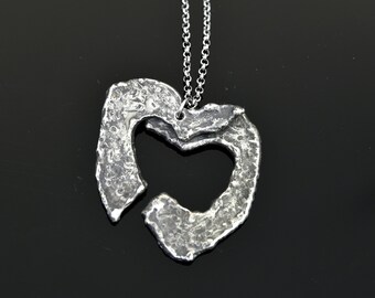 Collier coeur brisé, grand collier pendentif coeur, pendentif coeur en acier inoxydable