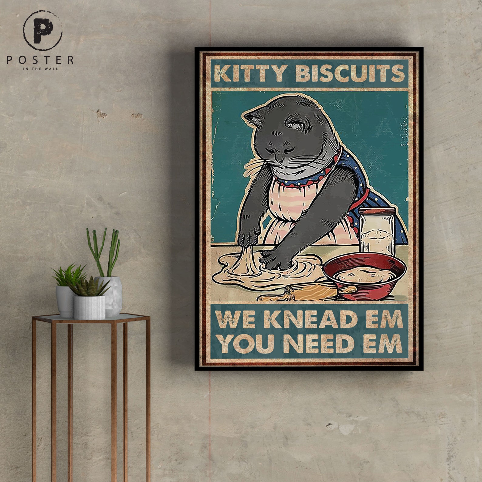 Kitty Biscuits PosterYou need em we knead emCat Poster wall Etsy