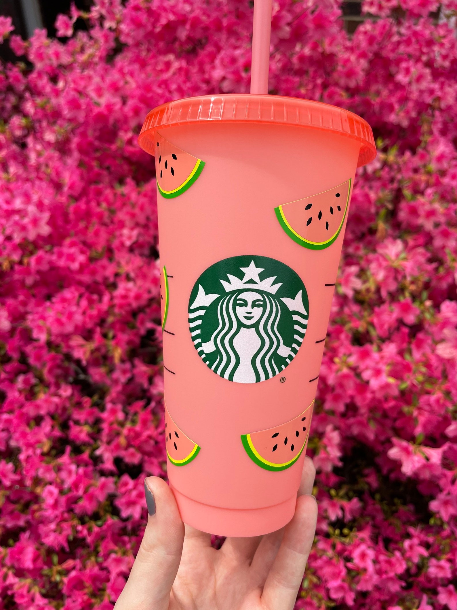 Watermelon Color Changing Starbucks Cup Watermelon Tumbler Etsy
