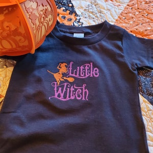 Kids Embroidered Halloween T-Shirt &quot; Little Witch&quot;