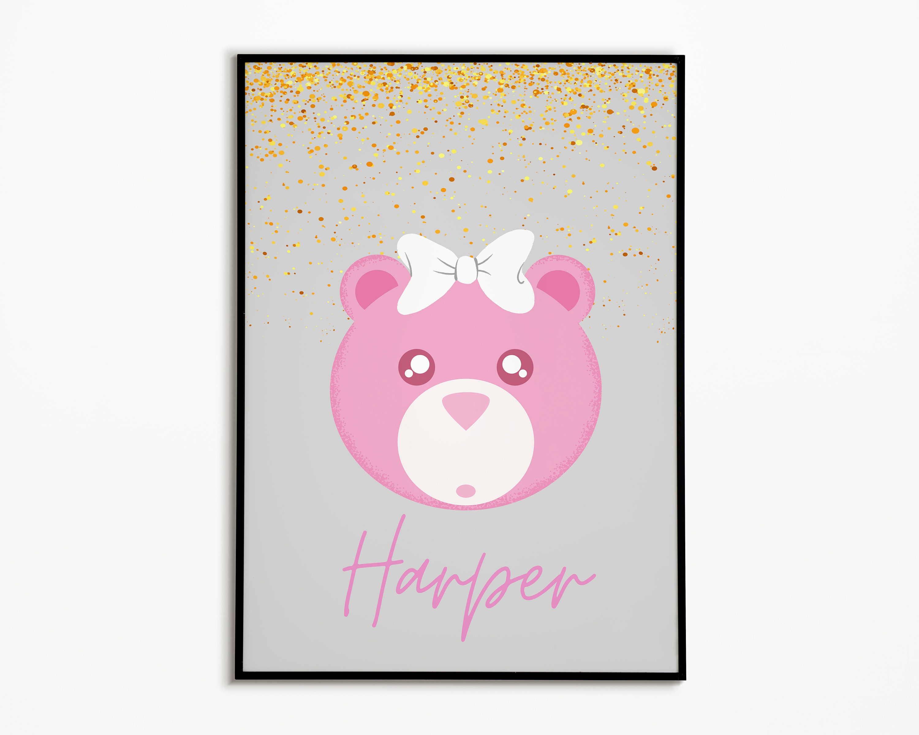 Customized name teddy print nursery decorbear digital | Etsy