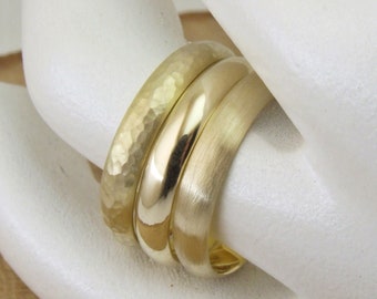 3.5mm,Solid 10K Yellow Gold Hammered -Matte - Brushed - Smooth - Shiny Wedding Band, 1.3mmThick Domed Yellow Solid Gold Wedding Bands