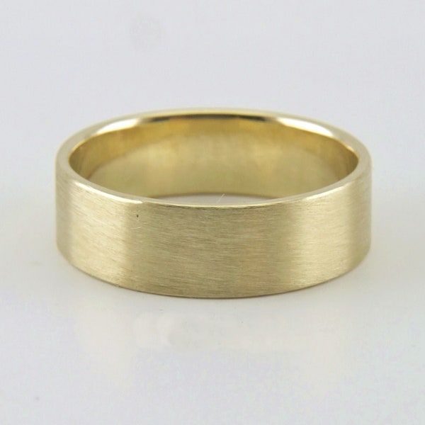 6 mm * 1,2 mm 10K oro sólido oro amarillo.1,2 mm de espesor, oro sólido cepillado-mate banda de boda plana, banda de boda de oro sólido de 10K oro genuino real