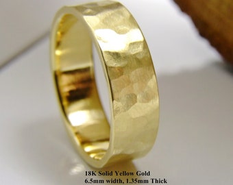 Handmade 18K Solid Yellow Gold Wedding Band: Brushed Matte Flat Ring