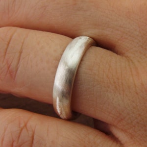 4-4.5m  960K Half Rounded Silver Band, Silver Ring , Rustic ,Thick , Handmade 960K  Silver